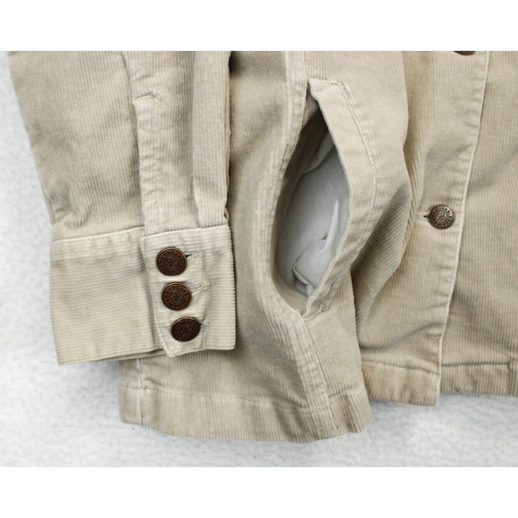 Bill Blass Women Corduroy Blazer Jacket Size L Stretch Cream Button Front Pocket - Picture 10 of 13